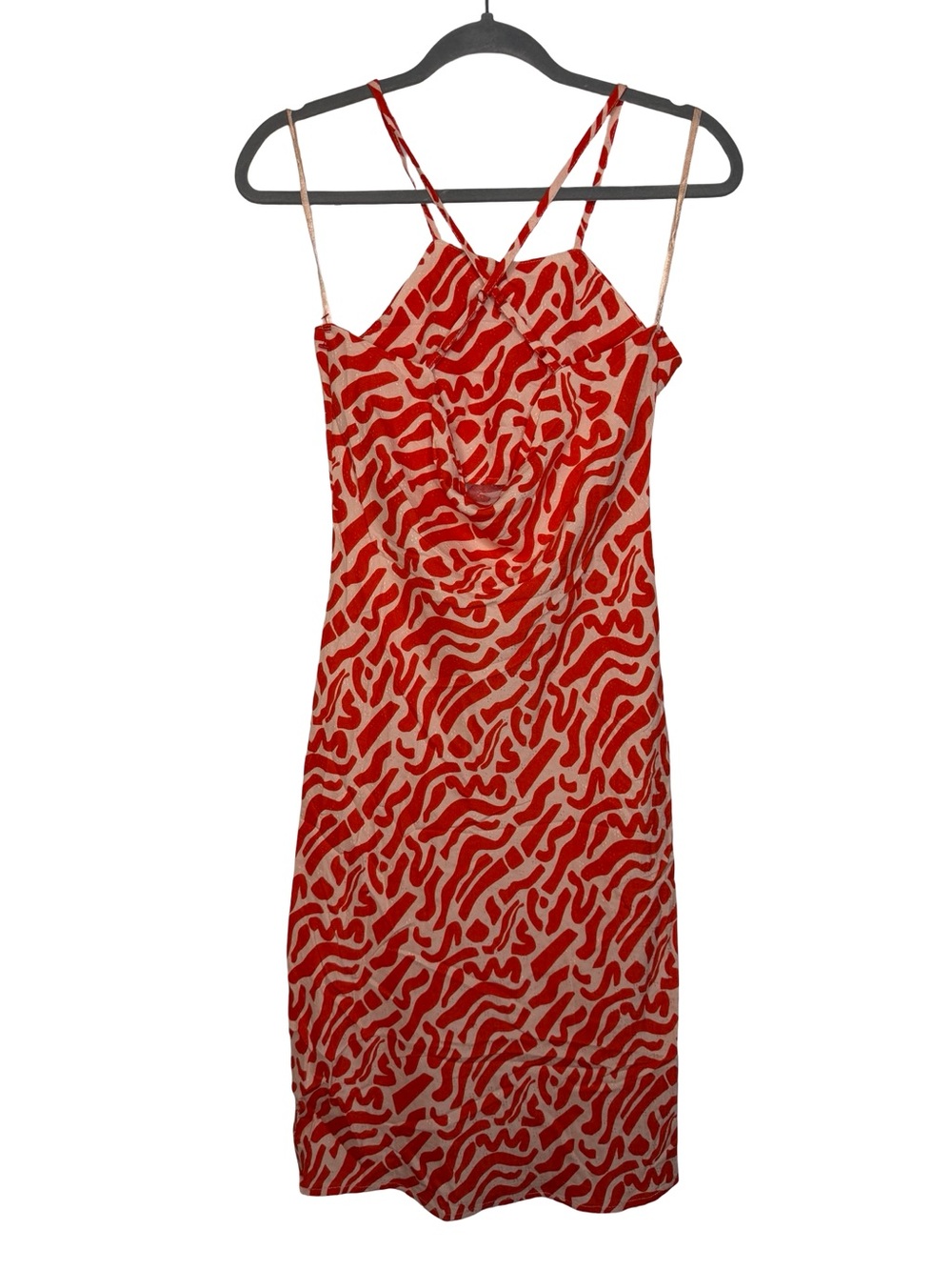 ✨❤️ Band of the Free Red Abstract Strappy Midi Dress NWT XS Resort ❤️✨ - Picture 4 of 5